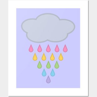 Raining Rainbow Rain Cloud in Purple Posters and Art